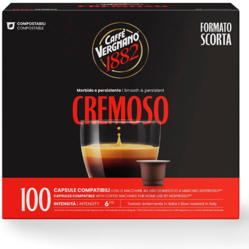 Caffè Vergnano Cremoso Compostabile Compatibile Nespresso 100 Capsule