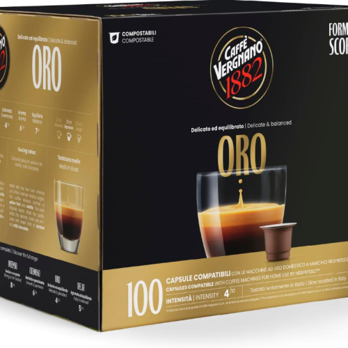 Caffè Vergnano Oro Compostabile Compatibile Nespresso 100 Capsule